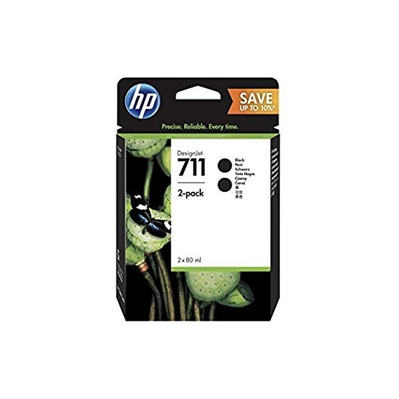 Pack de 2 Cartouches jet d'encre  HP original P2V31A  pour  HP 711 -Noir