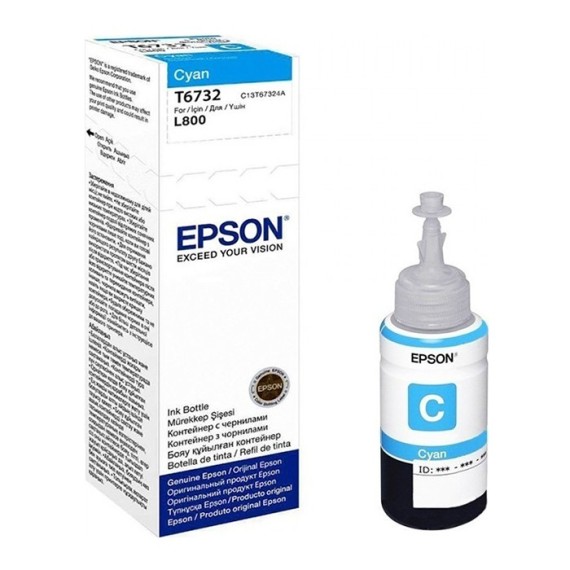 Bouteille D'encre Original EPSON T6732 POUR L800/L850/L1800-70ml - Cyan