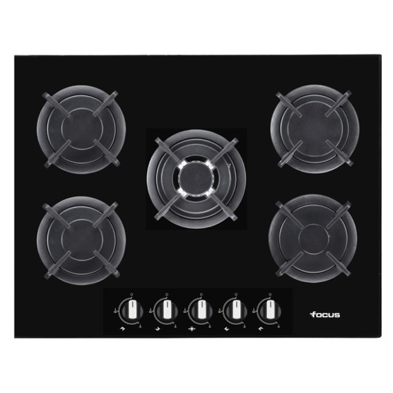 Plaque de Cuisson FOCUS  5 Feux 70 cm Noir (F417B)