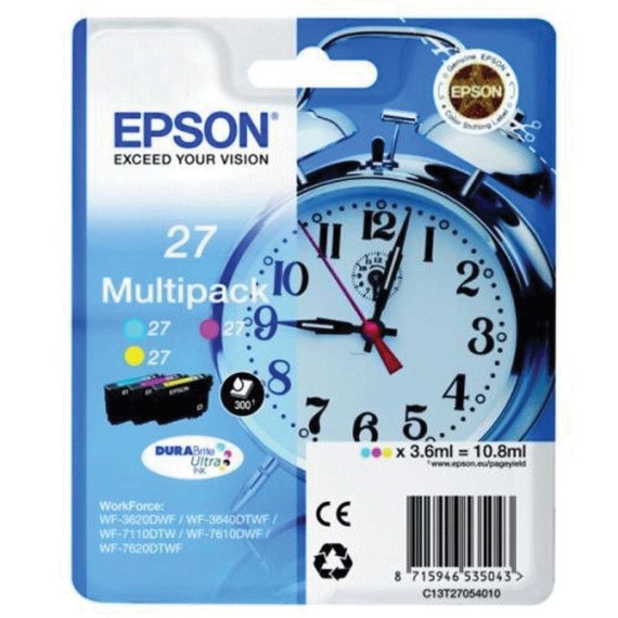 Pack de Cartouche Original Epson 27 - 3 Couleurs (C13T27054012)