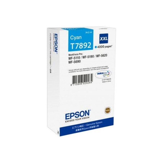 Cartouche d'encre Cyan XXL Epson T7892 WF-5110/5620 Series Ink Cartridge XXL Cyan (4 000 p)