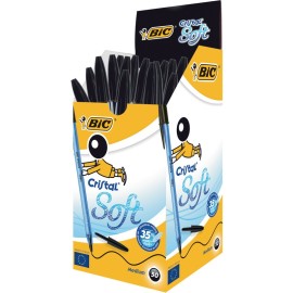 Boite 50 Stylos à bille Cristal Soft  BIC  - Noir (951433)