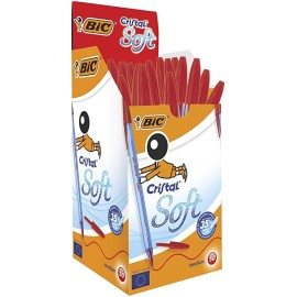 Boite 50 Stylos à bille Cristal Soft  BIC  - Rouge (918520)