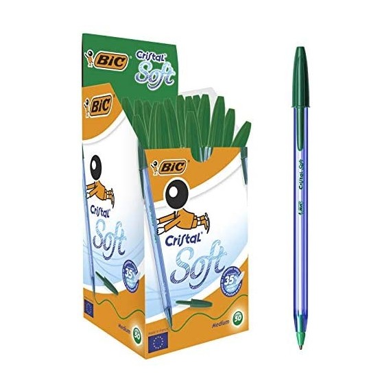 Boite 50 Stylos à bille Cristal Soft  BIC  - Vert (921219)