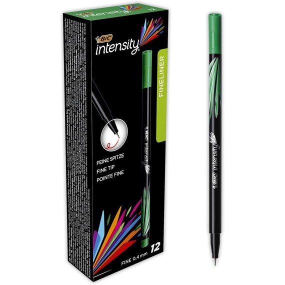 Boîte de 12  Stylos Feutres Pointe Fine (0,8 mm) BIC Intensity- Vert (942068)