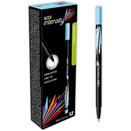 Boîte de 12 Stylos Feutres Pointe Fine (0,8 mm) BIC Intensity- Turquoise (942067)