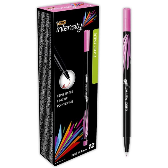 Boîte de 12 Stylos Feutres Pointe Fine (0,8 mm) BIC Intensity- Rose (942065)