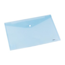 Pochette plastique avec bouton DELI A4 FC transparent BLEU -  E38165