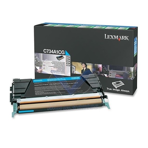 Toner Original Lexmark C734, C736, X734, X736, X738 Cyan (6K)  -  C734A1CG