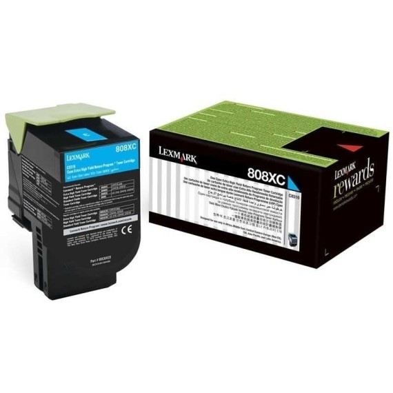 Toner Original Lexmark   808XC Cyan CX510 (4K) - 80C8XC0