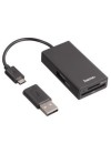 Lecteur de cartes/Hub HAMA USB 2.0 OTG pour smartphone/tablette/PC -Noir