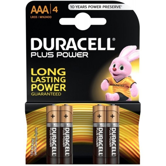 4x Piles Duracell AAA Alkaline LR03 (5000394127326)