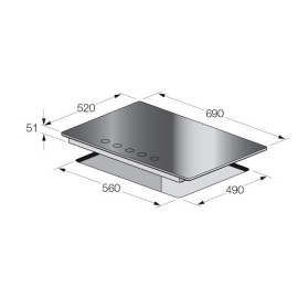 Plaque de Cuisson FOCUS Vitro 5 Feux 70 cm - Noir (F.406B)