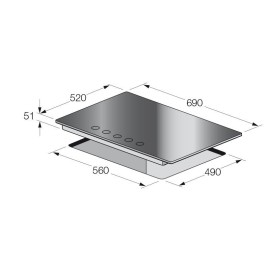 Plaque de Cuisson FOCUS Vitro 5 Feux 70 cm - Blanc (F.406W)