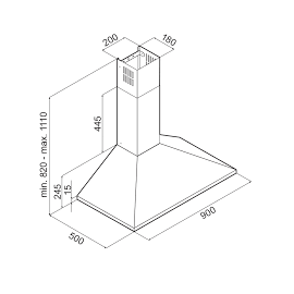 Hotte Pyramidale FOCUS 90cm - Noir (F.905B)