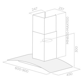 Hotte Décorative FOCUS 90 cm + VITRE - Inox (F.914X)