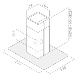 Hotte Centrale FOCUS 90 cm Tactile Vitro - Inox (F.917X)