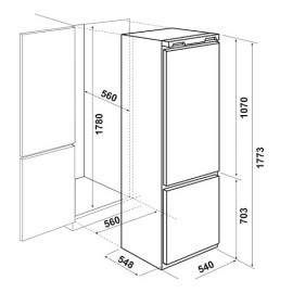 Réfrigérateur Encastrable Combiné FOCUS 251L - Blanc (Filo-3600)