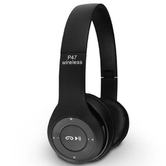 Casque Stéréo P47 Sans Fil/Bluetooth - Noir (P47-NOIR)