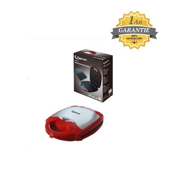 Appareil Zouza & Panini TOPMATIC - Multi 2En1 - 1400W - Rouge (EST-1400.1)