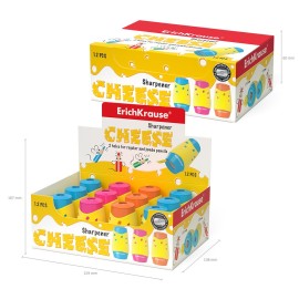 Taille Crayon en plastique à double trou ErichKrause® Cheese avec un récipient (50143)(4041485501435)