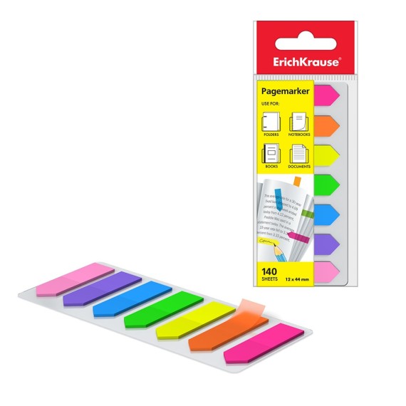 Stick-Note ErichKrause® Neon Arrows, 12x44 mm, 140 feuilles, 7 couleurs (31179)