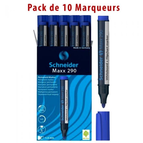 Pack de 10 Marqueur SCHNEIDER Tableau Maxx 290 - bleu (PCK500203412900BR)