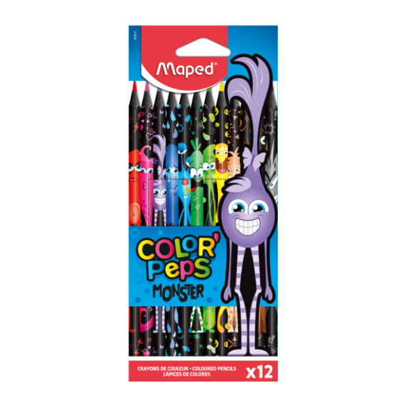 Boite de 12 Crayon  MAPED Couleur BLACK MONSTER - (862612)