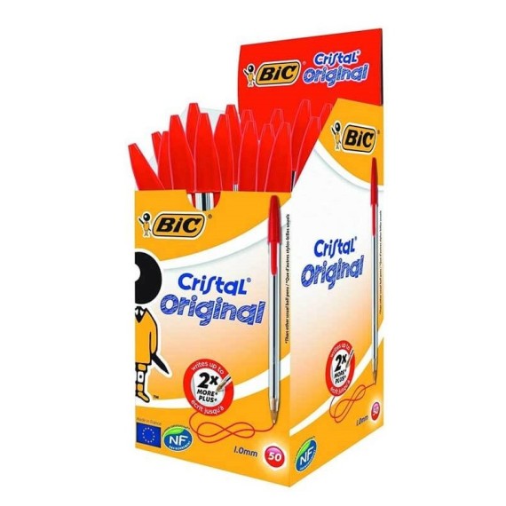 Pack de 50 Stylo à bille BIC Cristal Medium -Rouge  (BIC-50-RG)