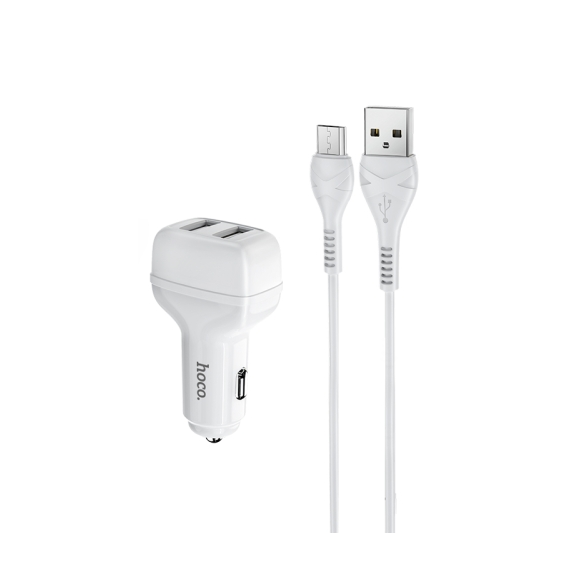 Chargeur Voiture HOCO Z36 2,4A double USB pour Type-C - Blanc (Z36-CWH)