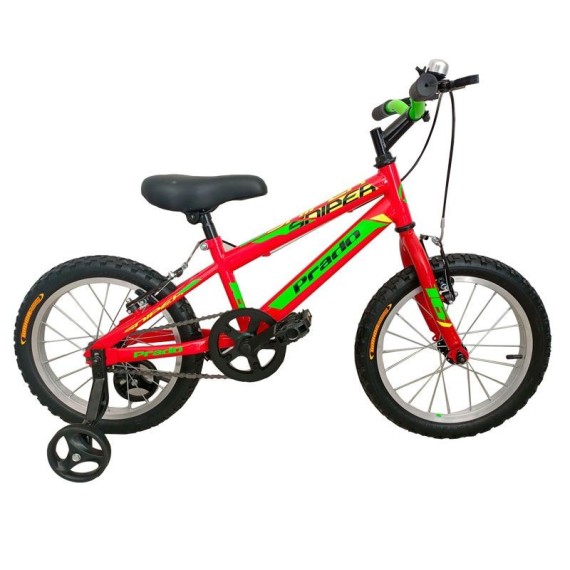 Bicyclette PRADO SNIPER 16" Pour Garçon - Rouge&Vert (6016 PG)