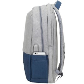 Sac à Dos RIVACASE Pour PC Portable 17.3" - Gris & Bleu (7567) - (R-7567-GRIS-BLEU)