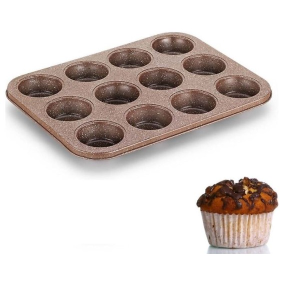 Moule à Muffins KORKMAZ - 12 Pièces - GRANIT (A652)