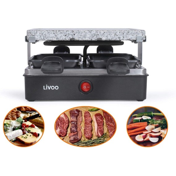 Appareil à Raclette LIVOO 4 Personnes 1200 Watts - Noir (DOC242)