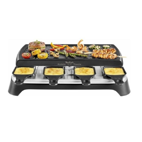 Appareil à Raclette Grill Plancha TEFAL 8 Personnes - 1350W - Noir/Inox (RE459801)