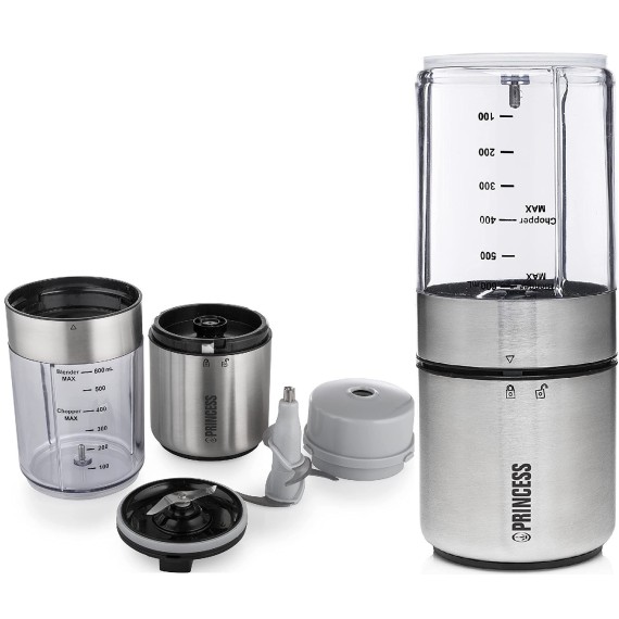 Mini Blender-Hachoir PRINCESS 0,5 Litres ‎350 Watts - Inox/Brossé (221080)