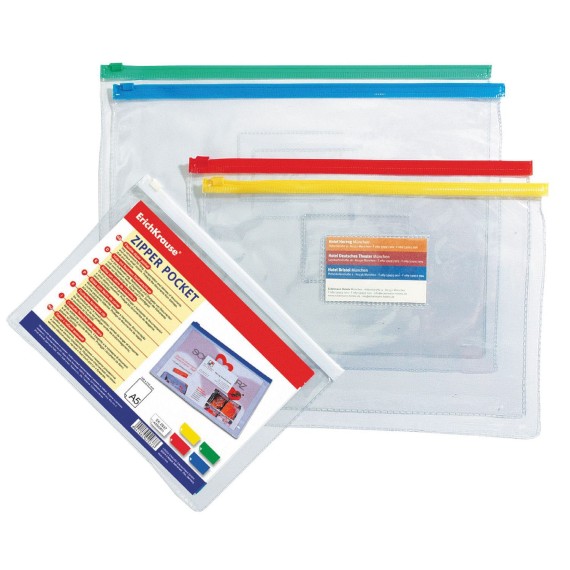 Poche zippée ErichKrause® PVC Zip Pocket, A4, transparent (12 pièces dans un sachet) prix tunisie