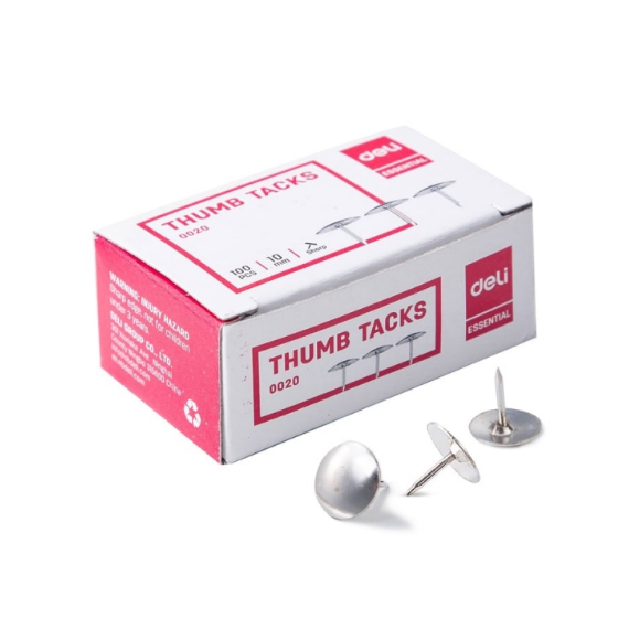 Pack de 100 Punaises DELI 10 mm - Argent (5001.045.000020)