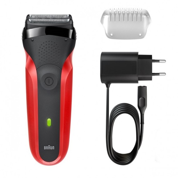 Rasoir Électrique Rechargeable BRAUN Series 3 - Rouge (300s)