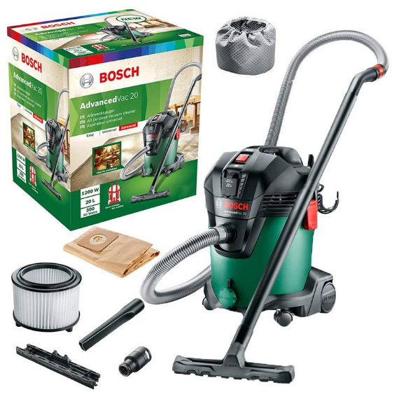 Aspirateur D'atelier BOSCH AdvancedVac 20 Avec Set D'accessoires (06033D1200)