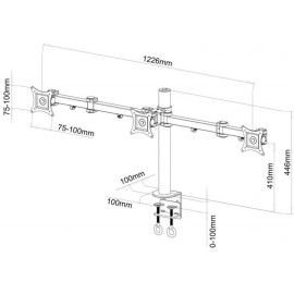 Support de Bureau SBOX LCD-352/3 Pour 2 moniteurs 13"-27" - Noir