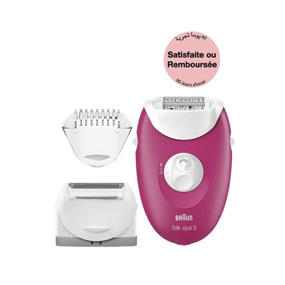 Épilateur BRAUN Silk-3 Blanc/Rose (SE3-410)