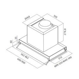 Hotte Encastrable FOCUS SMART 9000 90 CM - Inox