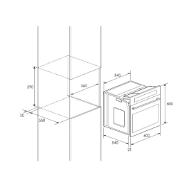 Four Encastrable Focus QUADRA 56 58 Litres 60 Cm - Inox