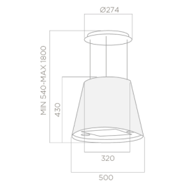 Hotte Centrale Lustre FOCUS LAGO 50 CM - Inox