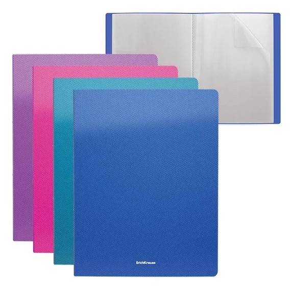 Protège-Documents ErichKrause - Présentoir de livre 30 pochettes - Couleurs assorties