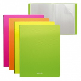 Protège-Documents ErichKrause® Diagonal Neon - 20 pochettes - A4 - couleurs assorties (4 pièces par sachet)