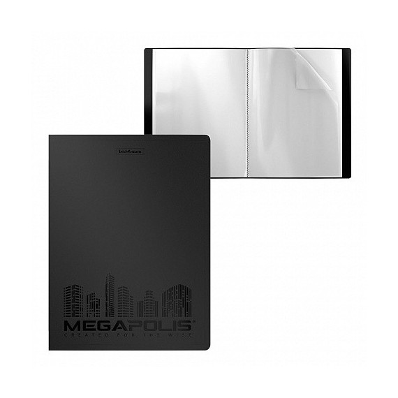 Protège-Documents ErichKrause® MEGAPOLIS - 60 pochettes - A4 - Noir