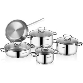 Série de  Casserole  KORKMAZ LARA 9 Pieces  Inox ( A1975)