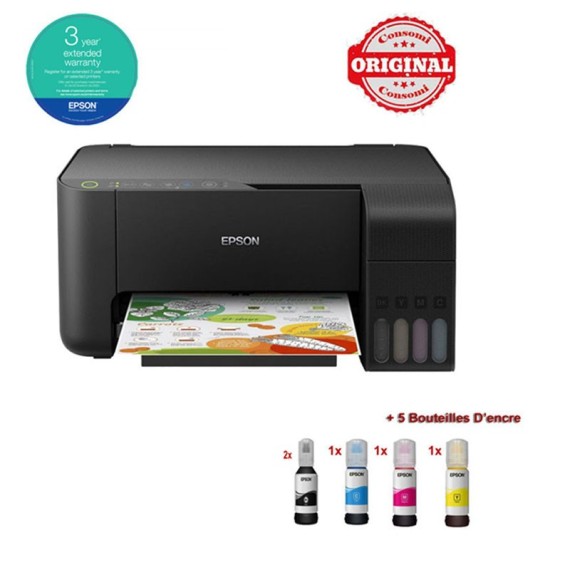 Imprimante Jet d'Encre à Réservoir Intégré EPSON ECOTANK L3150 3En1 Couleur - Wi-Fi (C11CG86407)